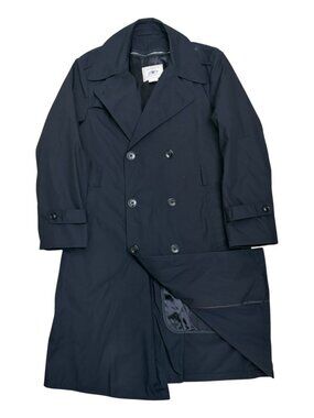 US NAVY DSCP Vintage Black Long All-Weather Military Army Trench Coat Mens 40R